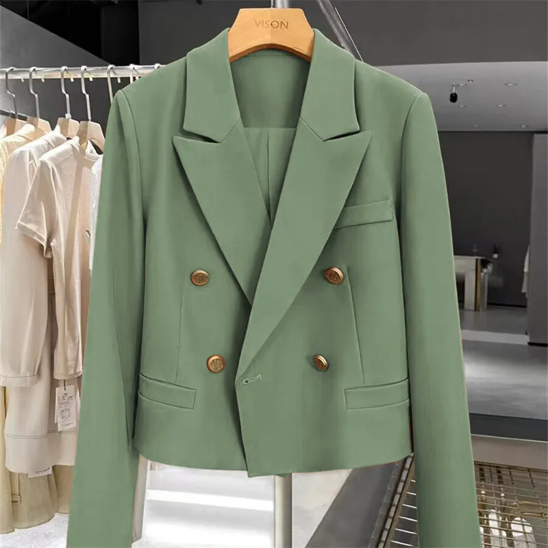 Elegant Crop Blazer Mujer Long Sleeve Short Jacket Women Spring Autumn Fashion Casual Slim Outerwears Blazers Feminino 240813