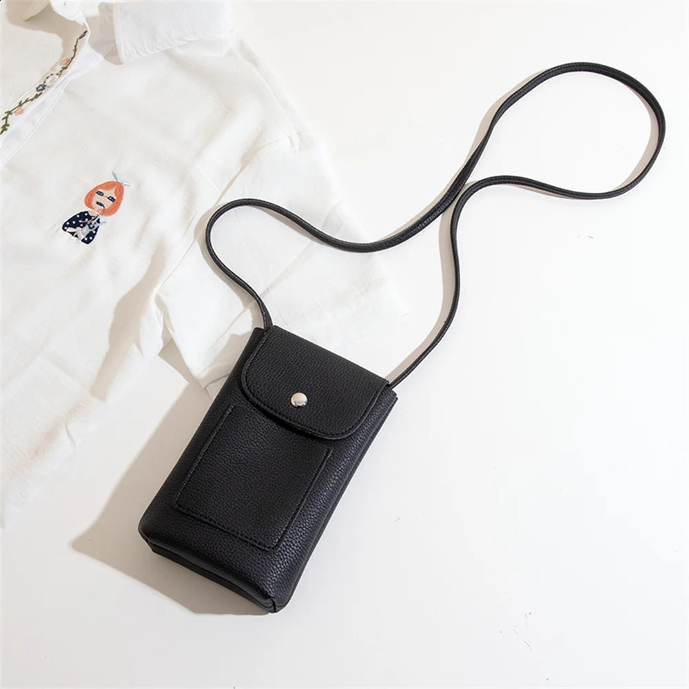 Womens Soft Leather Flip Cross Bag Mini Phone Shoulder Simple Solid Handbag Money 240813