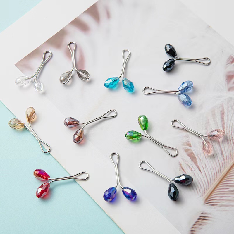 U-shaped crystal scarf clip colorful women's fashion decoration fixed scarf shawl headband clip pin brooch