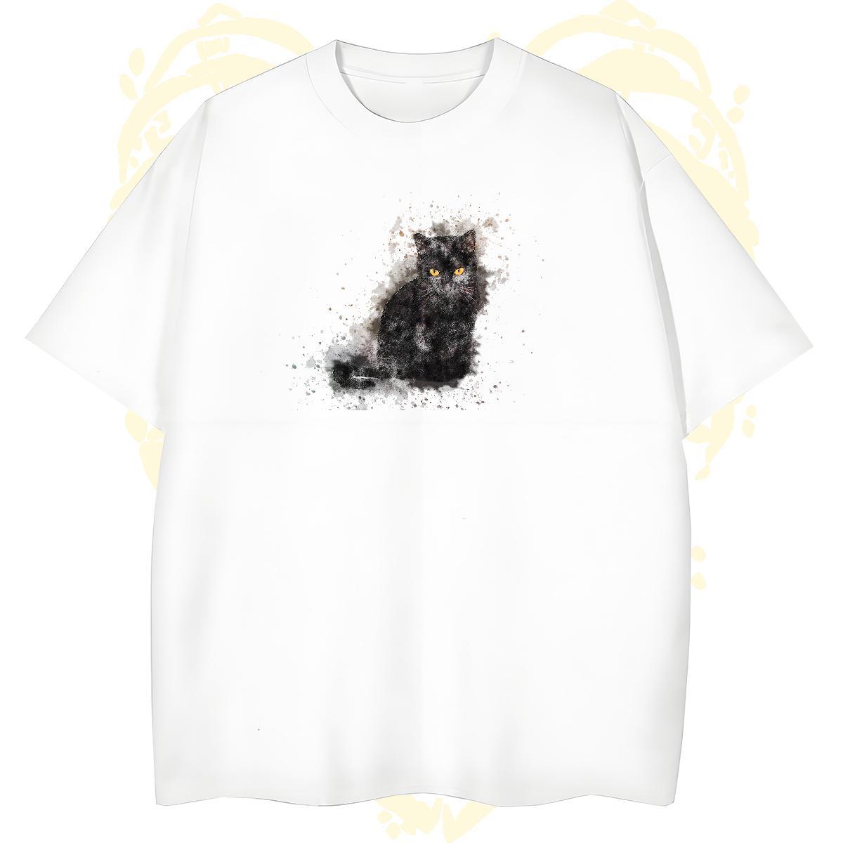 Cool T Shirts Men cat Short Sleeve O-Neck Outdoor Custom Big Size 100% Cotton 230g Men Tees Classic Wear