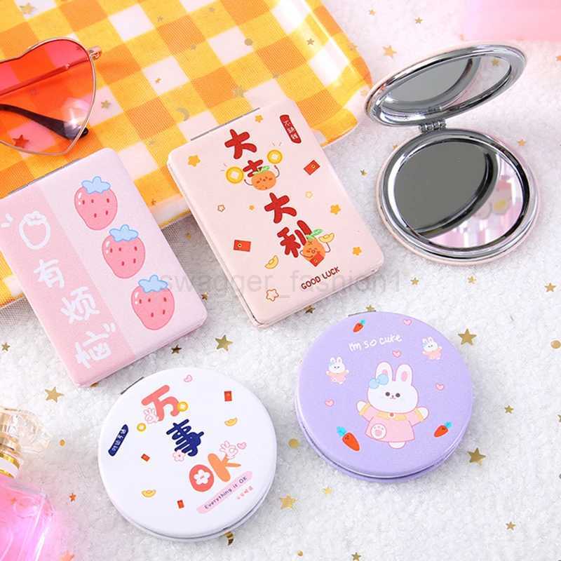 Cartoon Mini Makeup Mirror Double-Sided Round Makeup Mirror Portable Mini Folding Makeup Mirror Pocket Mirror for Girl WomenXJ240813