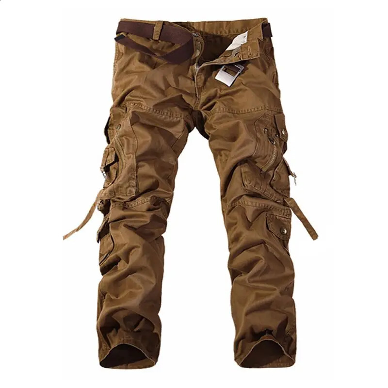 Tactical pants mens multi pocket washing loose cotton casual cargo 240812