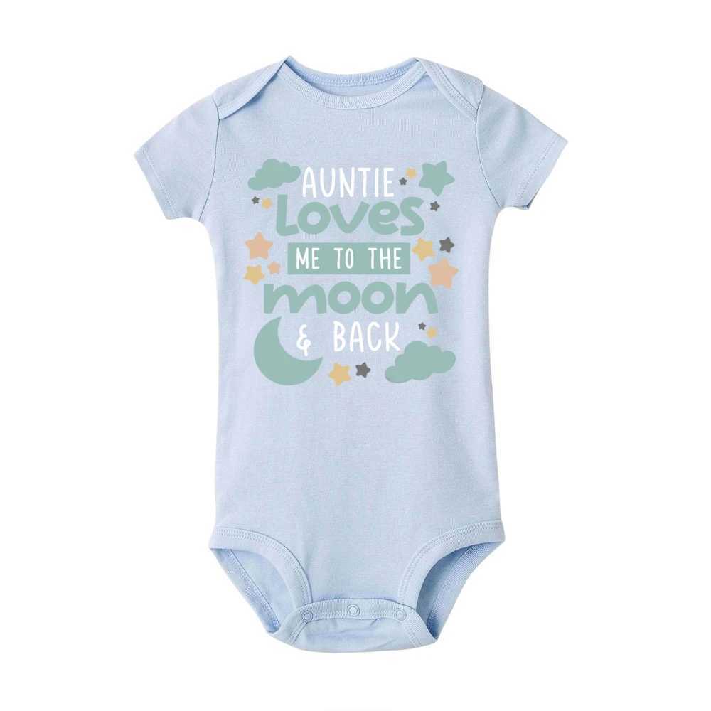 Auntie Loves Me To The Moon Back Baby Printed Childrens jumpsuit Summer newborn bodysuit Fun Auntie Baby Clothing Shower Gift W240812