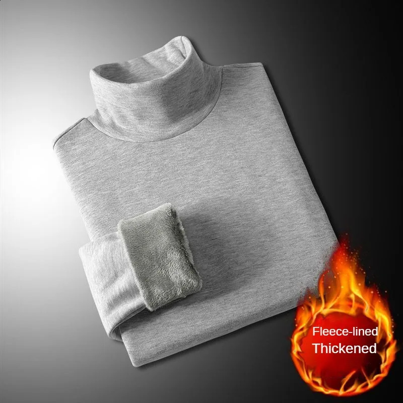 Korean Clothing Casual Mens White Thermal Fleece COTTON Fall Winter Underwear Long Sleeve Oversize Tshirt Tee Shirt 240812