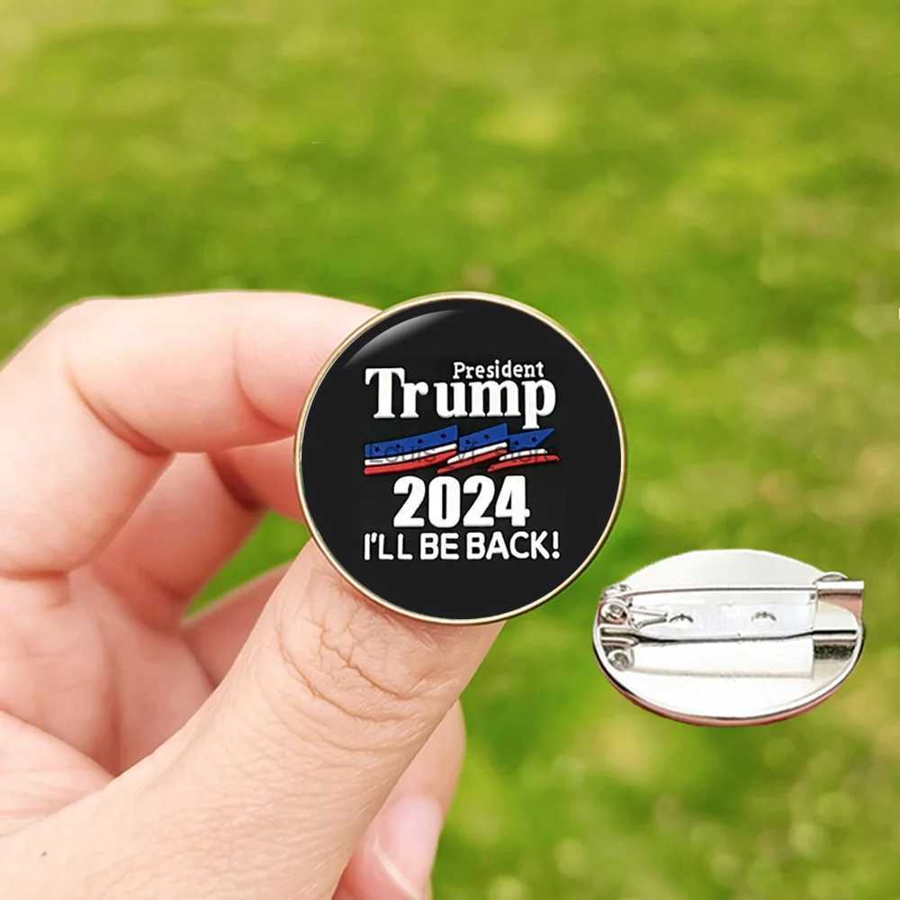 Pins Brooches In 2024 Trumps lapel pin and humorous printing of the American flag once again saved lives mens glass dome brooch womens bag accessories