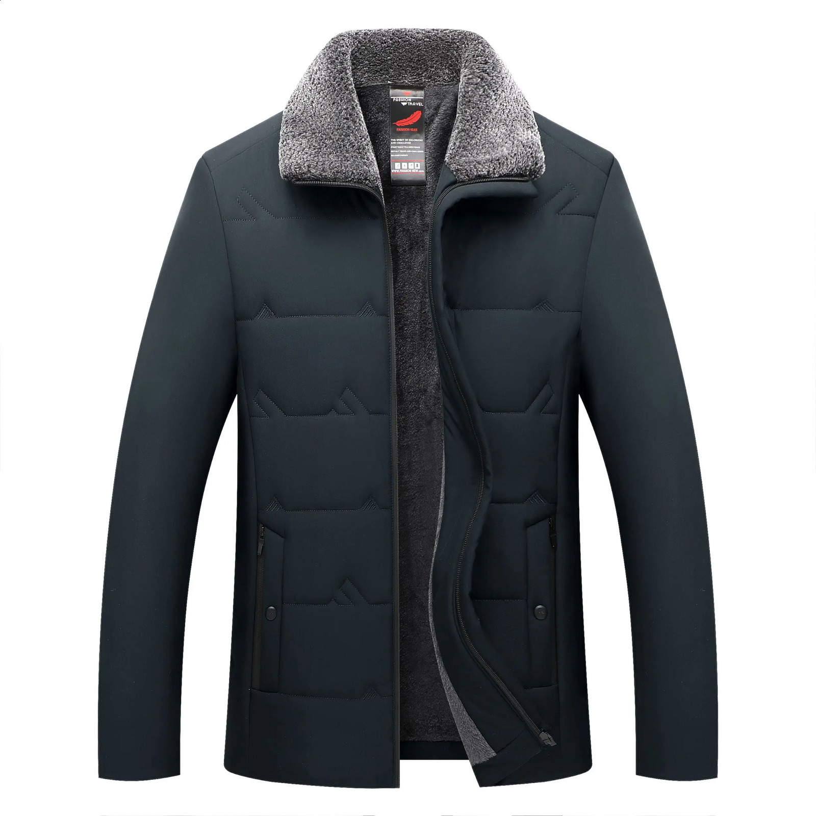 Leisure Autumn Winter Mens Warm Plush Jacket Business Solid Color Thick Wool Windproof Velvet Top 240812