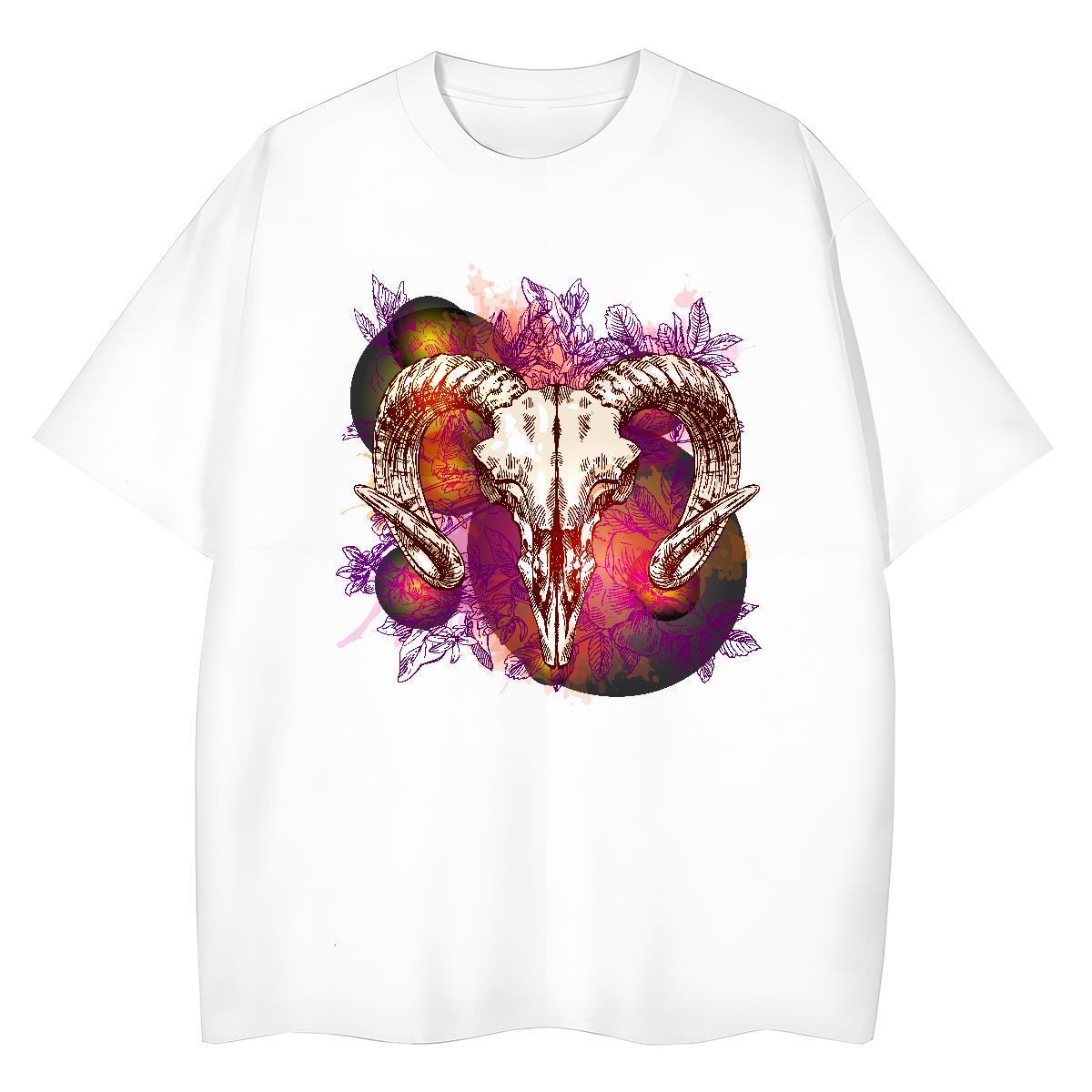 TOP Quality T shirt sheep Breathable Crew Neck Sport Anime Print 230g Pure Cotton Couples T Shirts 2024 Wear