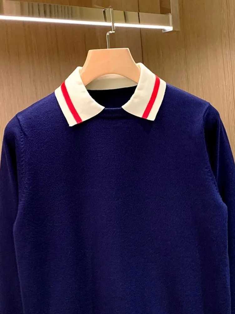 British style mens lapel sweater top patch work long sleeved knitting pull-out jumper autumn new business casual knittingW240729