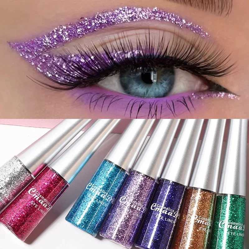 Glitter Liquid Eyeliner Pen Pearlescent Sequins Diamond Bright Shining Eyeliner Waterproof Lasting Eyeshadow Women Cosmetics 1pc Y240813