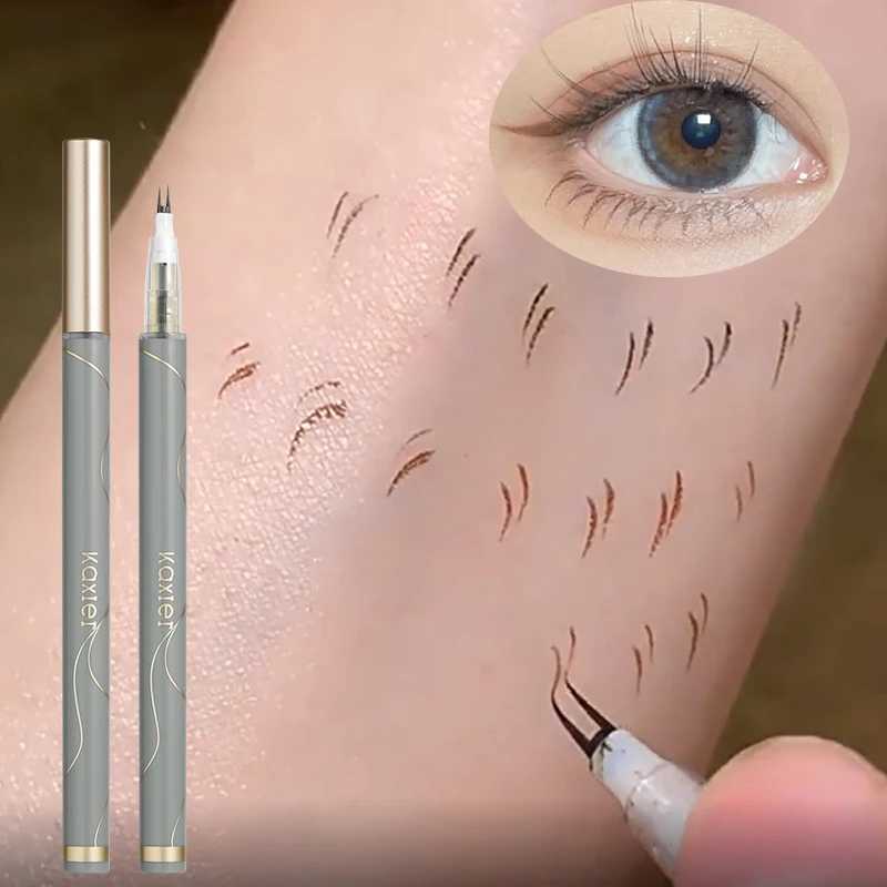 Ultra-thin 2 Fork Tip Liquid Eyeliner Lower Eyelash Pen Makeup Quick Dry Smooth Eye Liner 2 Point Eyebrow Tattoo Pencil Cosmetic Y240813