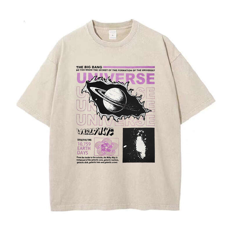 Women's Men's Universe and Planet Printed T-shirts American Style Haruku T Shirts Comfortable Pure Cotton Washed Tees Tops ees ops