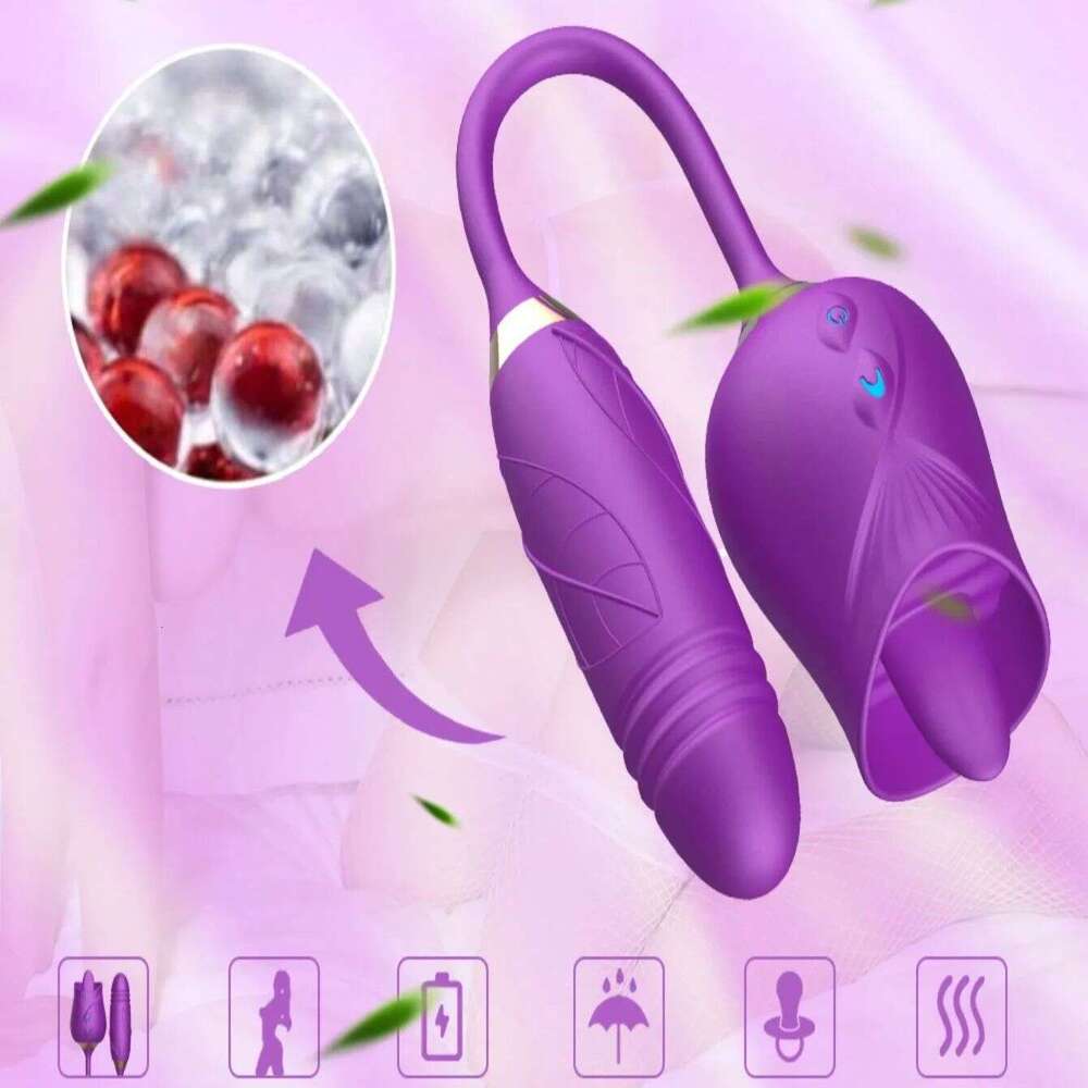 Rose Tongue Licking Thrusting Vibrator for Women G Spot Stimulator Nipple Clit Massager Adult Sex Toys Female Vibrators