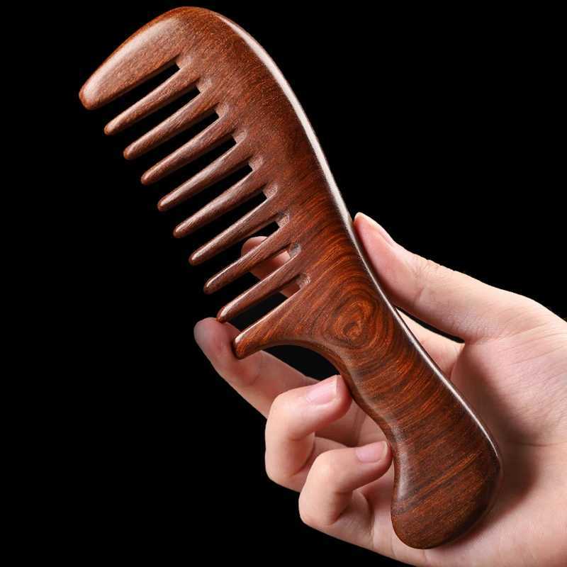 1 natural sandalwood comb anti-static wooden comb massager long and wide teeth exfoliating sandalwood comb hair care gift W240813