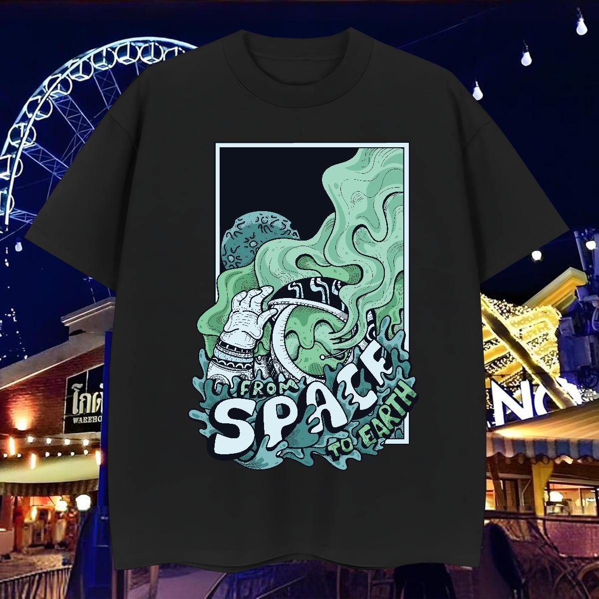 T-Shirts for Men 230g Cotton universe Outdoor Short Sleeve O-Neck Customized Print Tshirts Fashion Casual Brand Tees