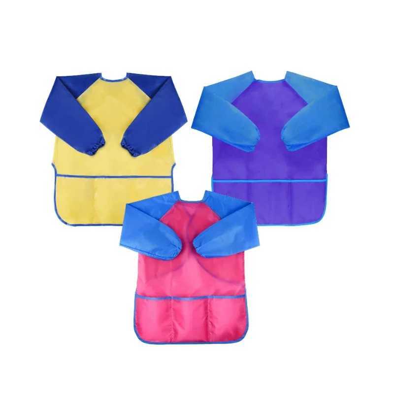 Bibs Burp Cloths Baby Boys Girls Feeding Bibs Long Sleeve Apron Waterproof for Kids School Painting Drawing Children Art Scraft Smock Burp ClothsL4812