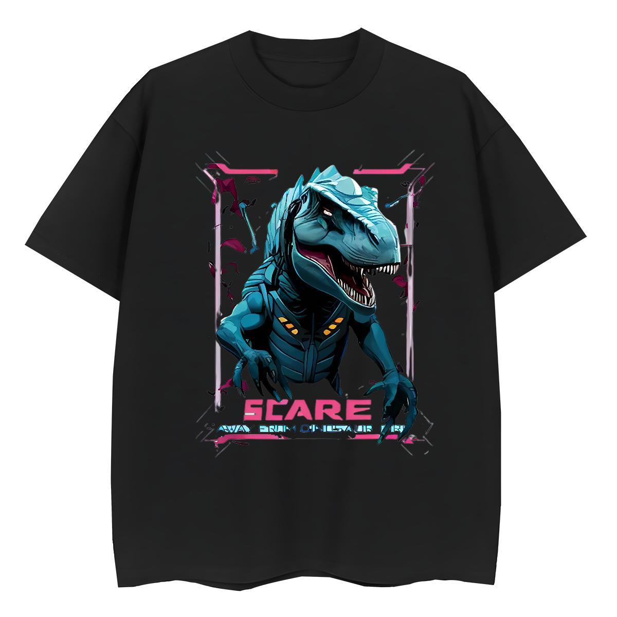 Wholesale Man T Shirts dinosaur O-Neck Short Sleeve Hip Hop Floral Print 100% Cotton 230g Tshirts 2024 New Clothings