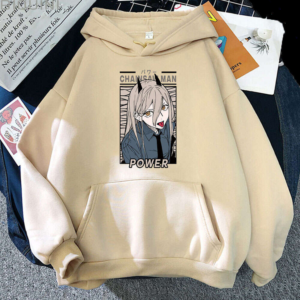 Chainsaw Anime Man Power Kawaii Print Plus Size Hoodie Women Sweatshirts Haruku Autumn Winter Warm Female Sweatwear Clothing