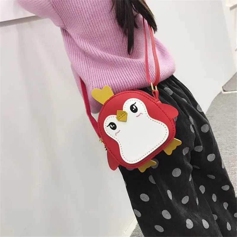 Girl mini bag penguin shaped animal shoulder bag childrens cross body bag PU leather mini messenger bag W240813