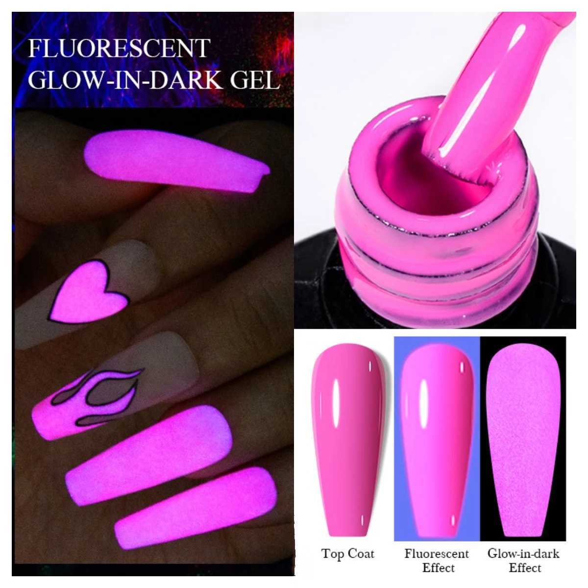 MEET ACROSS 7ml Pink Purple Neon Luminous Gel Nail Polish Fluorescent Glow-in-dark Soak Off UV Gel Nail Art Varnish For ManicureM240814