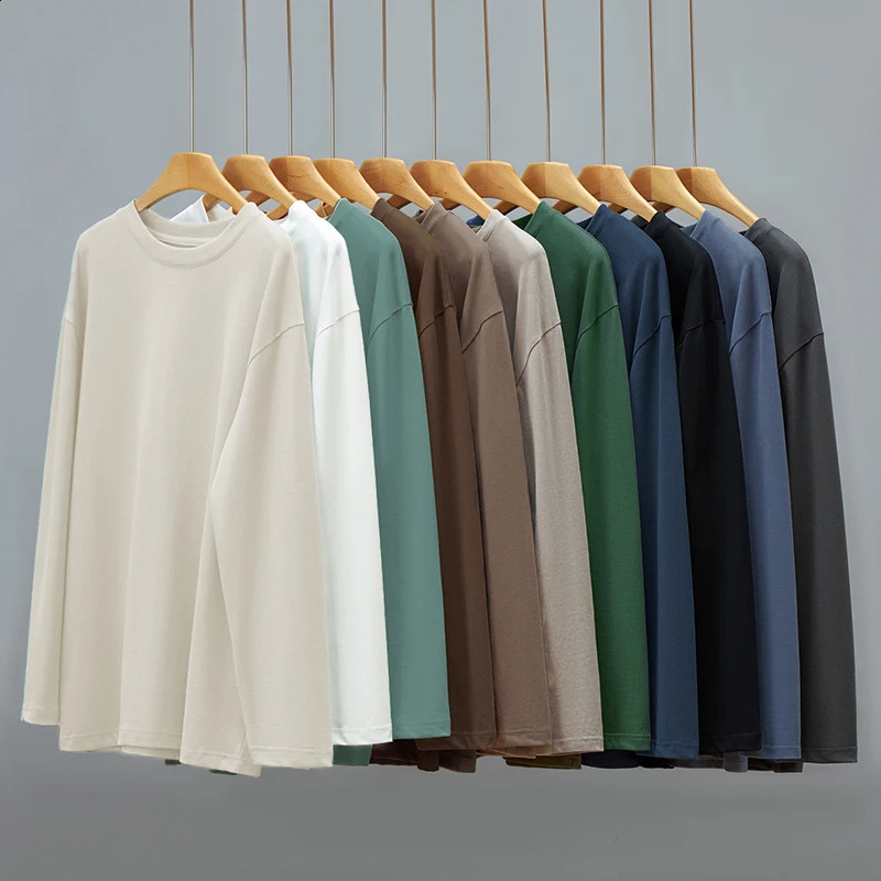 Loose Sweatshirts Men Solid T Shirt Neutral Streetwear Fashion Women Korean Clothes Cotton Pullover Long Sleeve T-shirts Man 240814