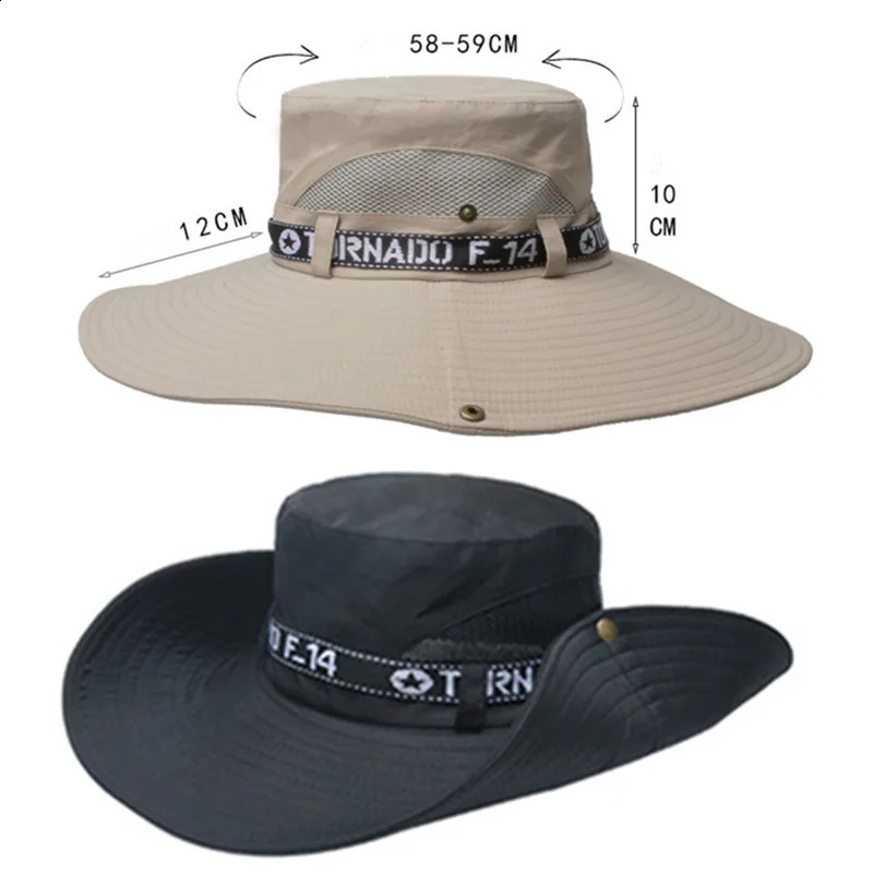 Summer bucket hat mens breathable hiking UV resistant sun womens outdoor fishing wide brown cowboy 240812