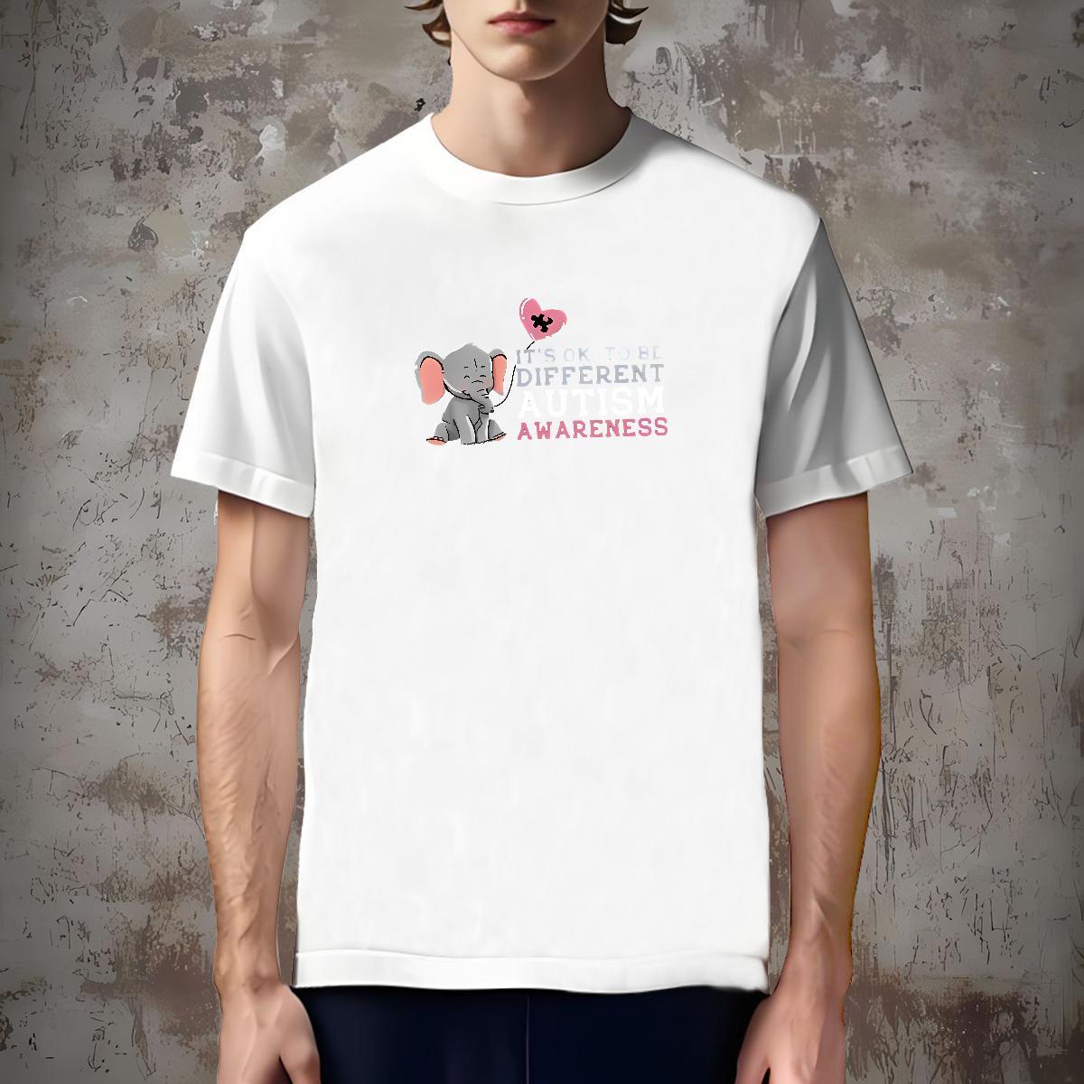 Loose Fit T shirt Elephant Short Sleeve O-Neck Casual Custom Printing 100% Cotton 230g Couples T Shirts Wholesale Tops Shirt
