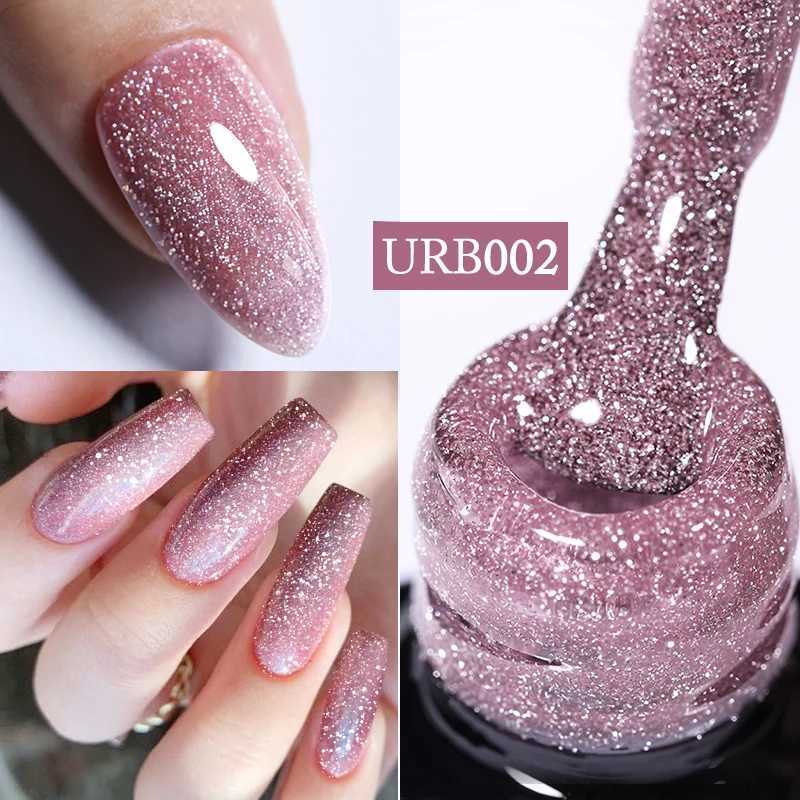 UR SUGAR 7ml Rose Gold Reflective Glitter Rubber Base Gel Nail Polish Sparkling Champagne Glowing Semi Permanent Nail Art UV GelM240814