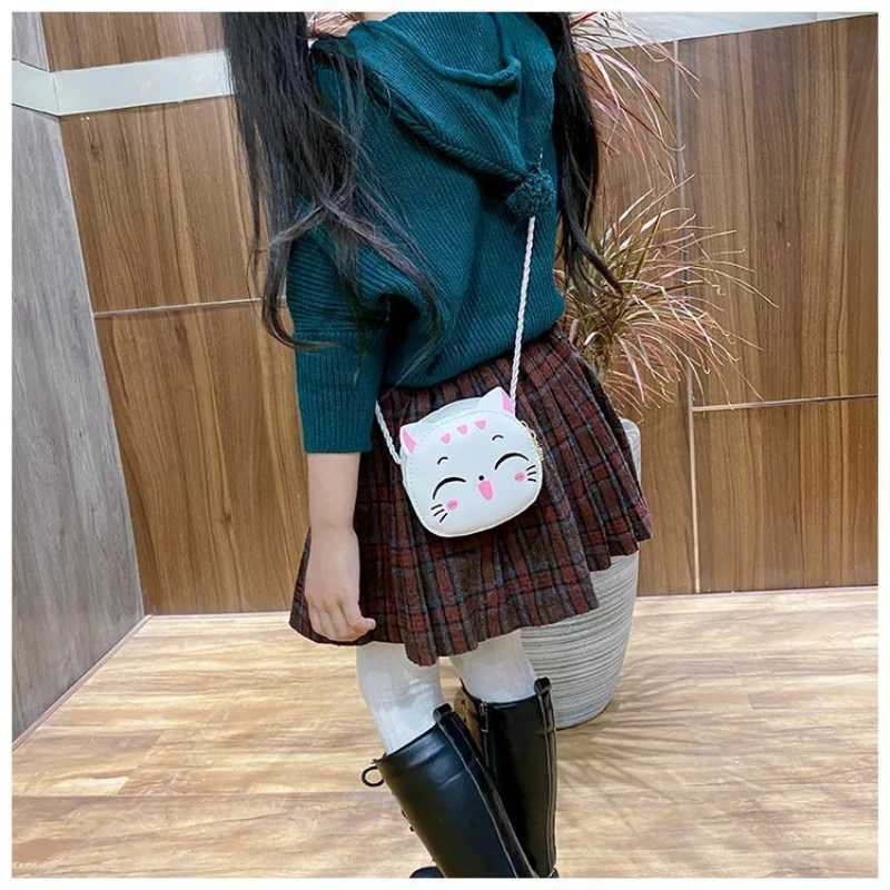 New Cartoon Childrens Messenger Bag Cute Cat Childrens Fashion Coin Wallet and Handbag Cute Boys and Girls Mini Shoulder Bag W240813