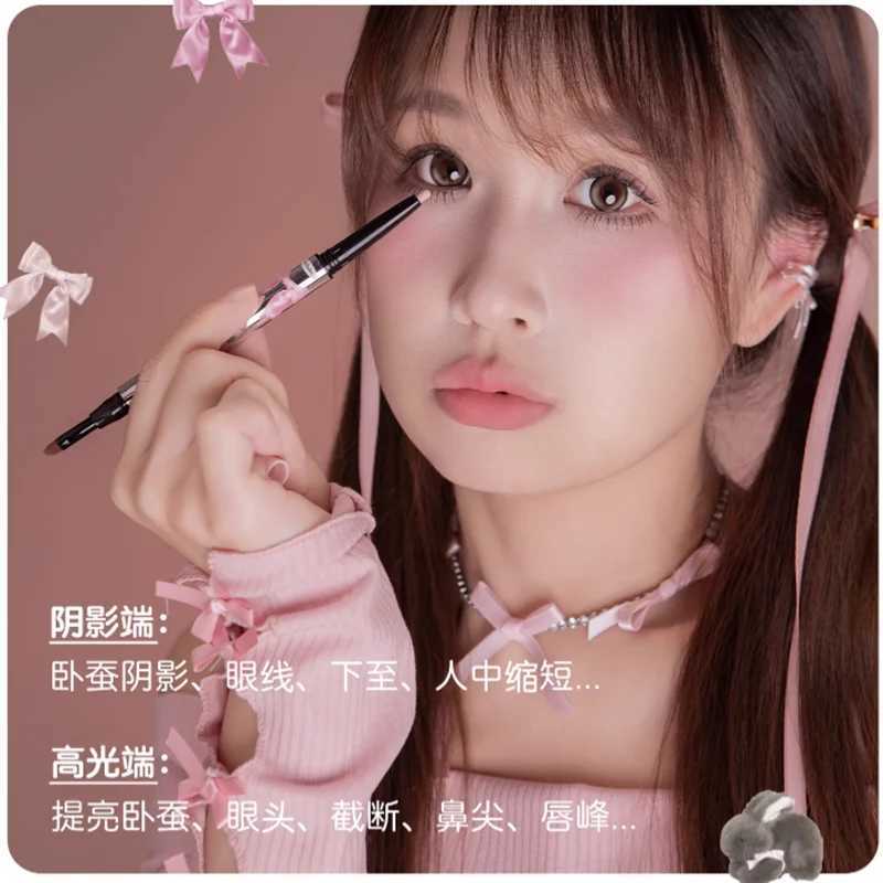 FLORTTE Double Head Horizontal Lying Silkworm Pen Peng Shadow Pencil Matte Shimmer Eyeliner Gel Pen Highlights Y240813