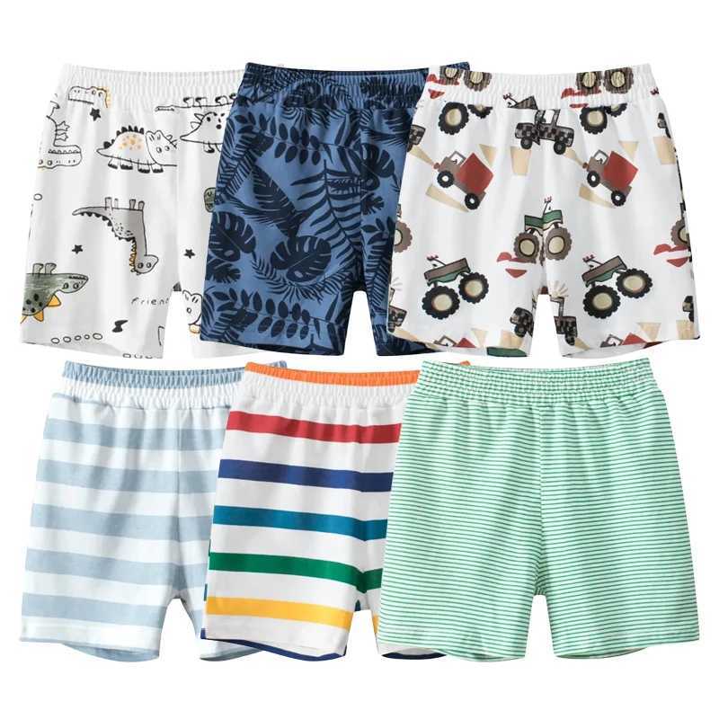 2024 Summer Boys Casual Beach Shorts Coconut Tree Dinosaur Shorts Childrens Striped Car Elastic Waist Childrens Shorts W240813