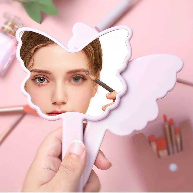 Butterfly shaped makeup mirror handheld mirror portable eyelash extension mirror salon mirror makeup accessories W240813