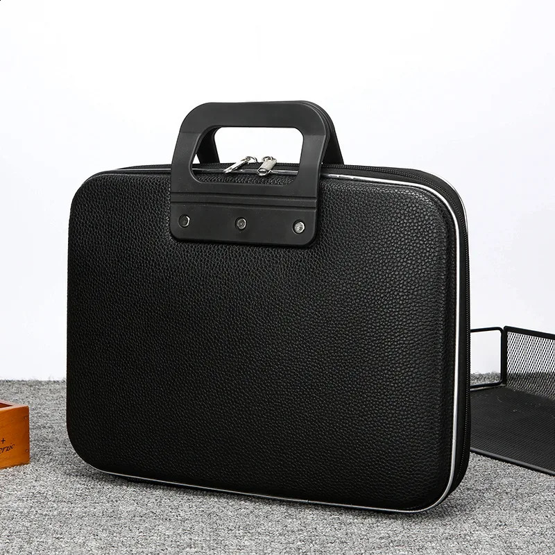 Hard Shell Briefcase Laptop Bag Waterproof PU Leather 240813