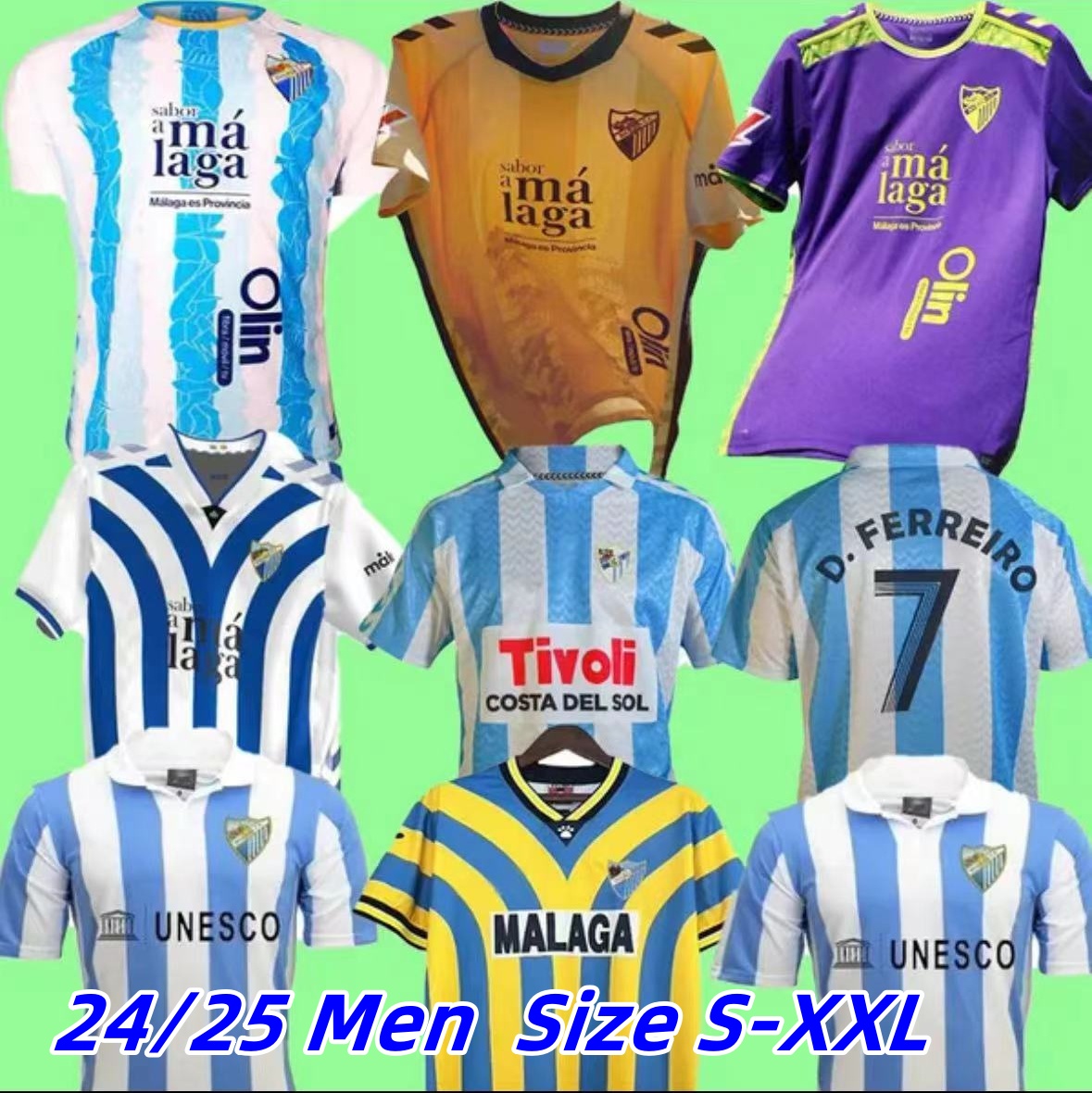 2024 2025 CAMISETA MALAGA CF soccer jersey 120 ANIVERSARIO 24/25 Home Away Football Shirts Men BUSTINZA M. JUANDE RAMON FEBAS ALEX GALLAR SOL MUNOZ 12 13 17 18 retro