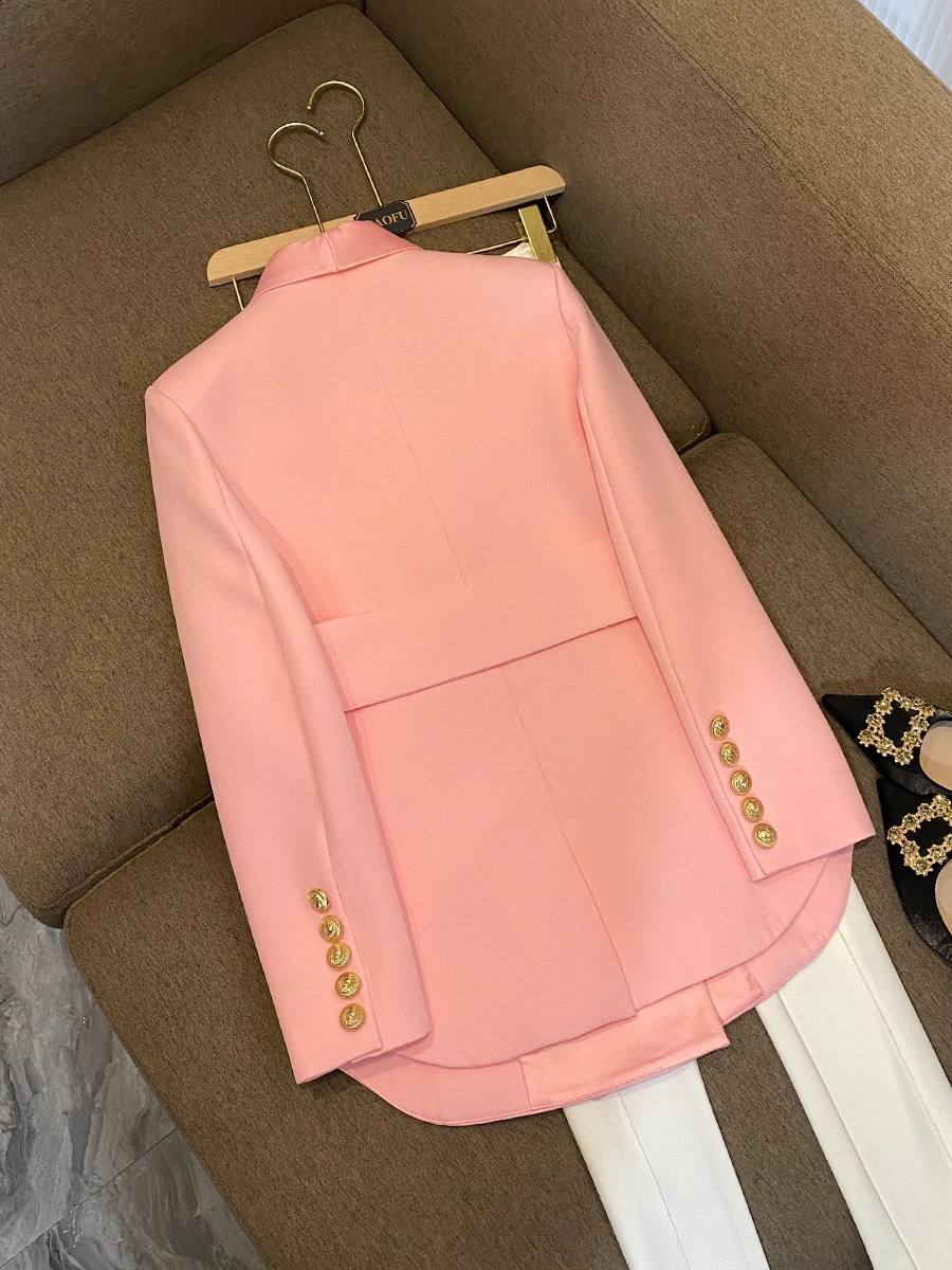 Arrival European Style Quality Women Coat Shawl Collar Double-breasted Office Lady Solid Blazer With Belt 240813