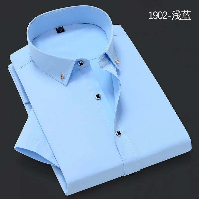 Mens White Shirt Korean Version Clothing Shorts Sleeve High-End Long Sleeve Casual Suit Bottom Shirt 240814