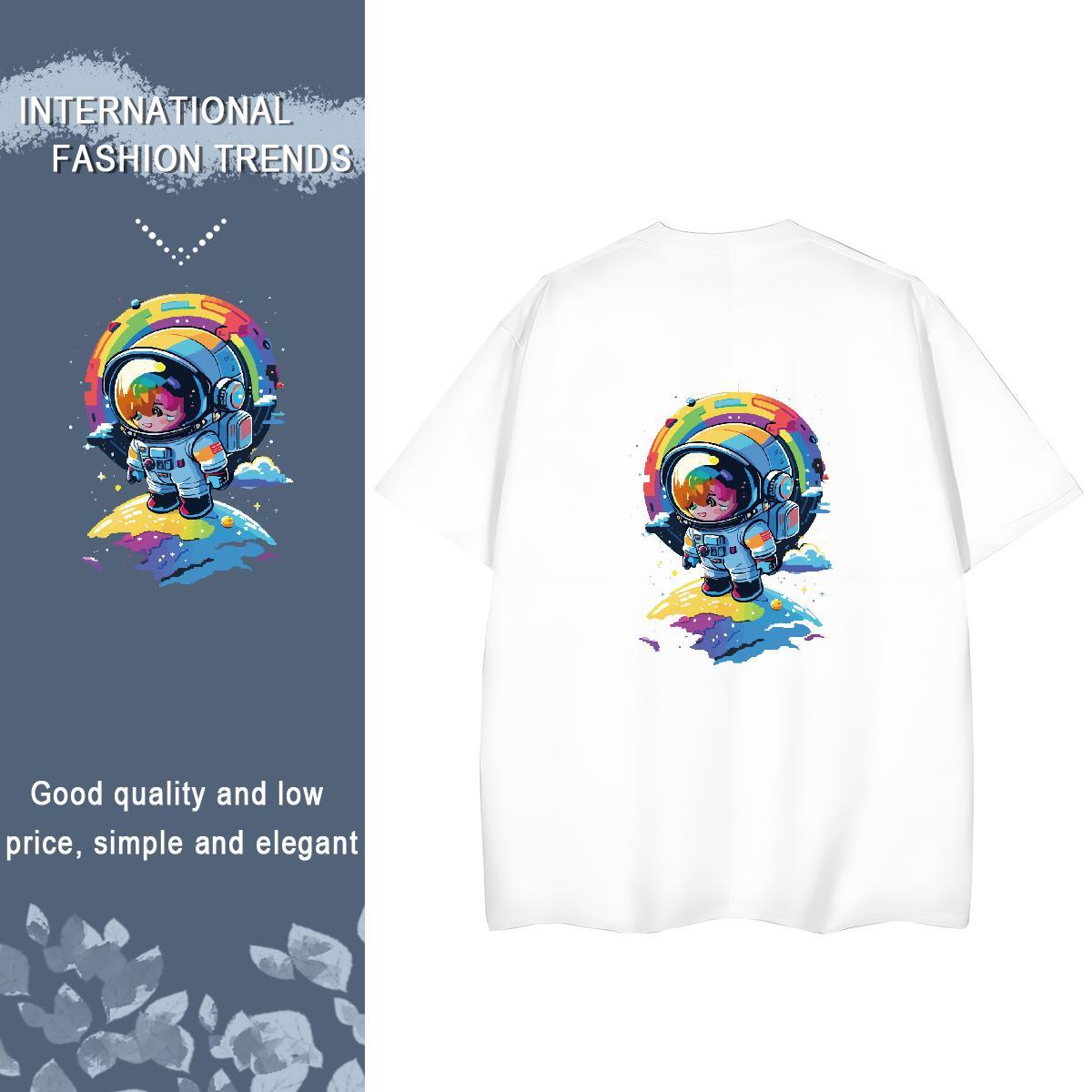 T-Shirts for Men 230g Cotton universe Summer Casual Breathable Floral Print Men Tshirts Fashion New Cool Tops Shirt