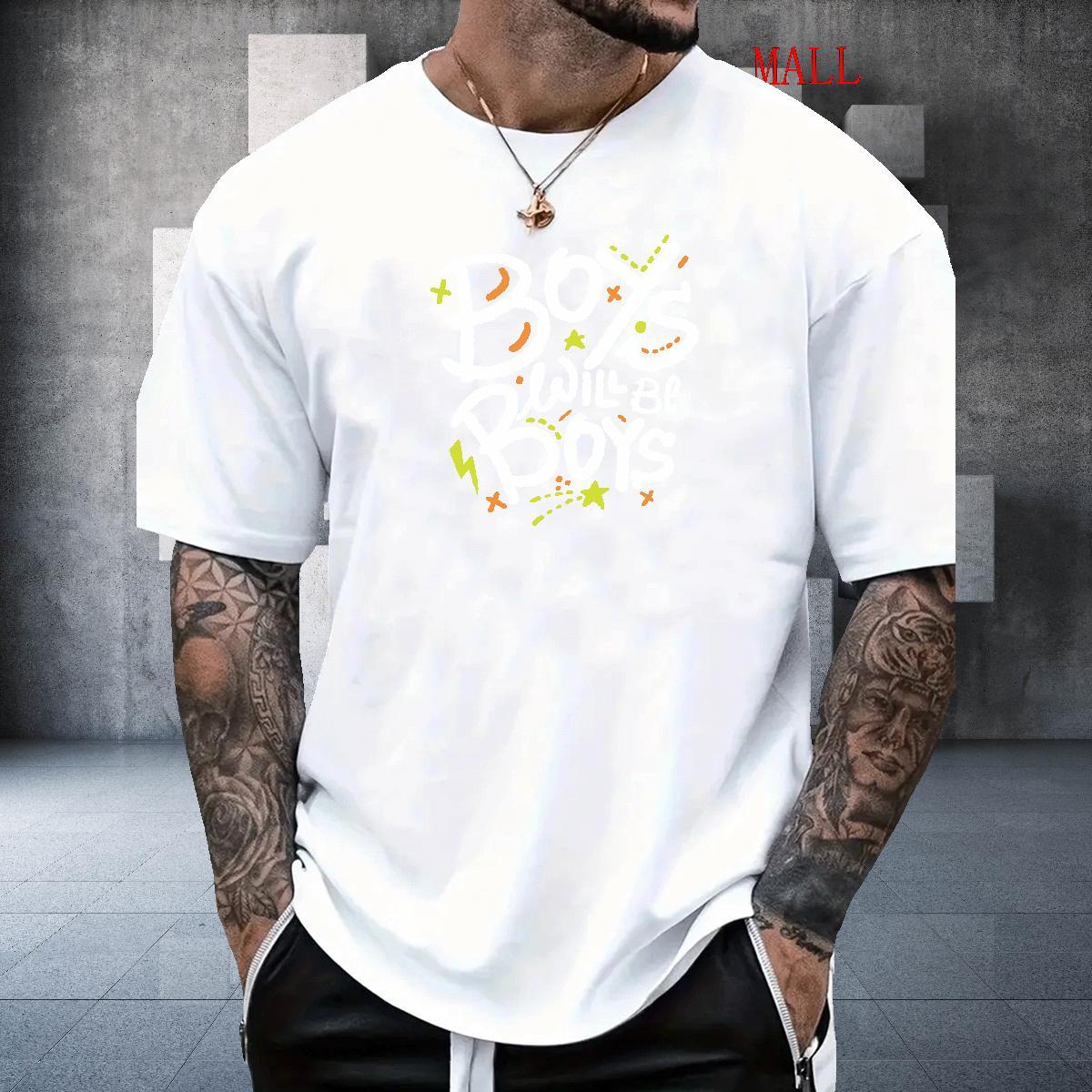 High Quality Mens Tshirts Sport 230g Pure Cotton Anime Print Crew Neck Breathable letter T-Shirts for Men Designer Fashion Tee Shirt
