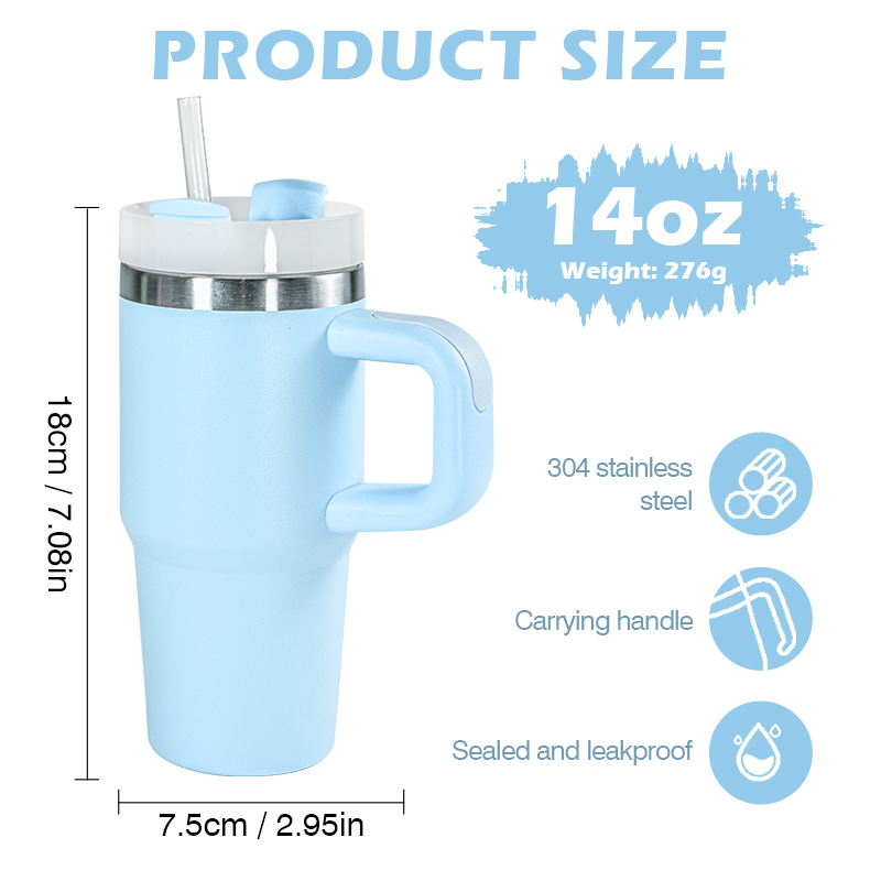 New Products!! 14oz Stainless Steel Double Wall With Handle Mini Travel Mugs W260226