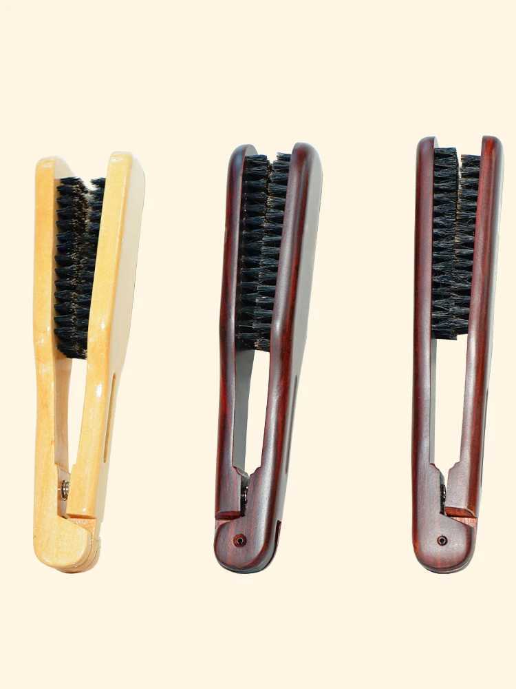 Professional straightener nylon straightener straight hair double brush V-shaped comb clip styling tool DIY W240813