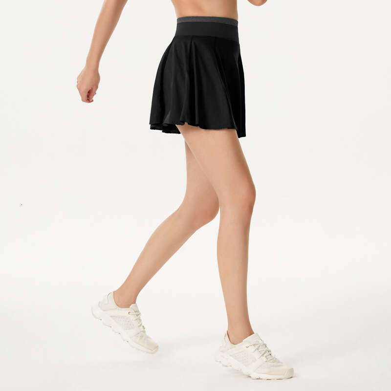 Color Solid Sports Tennis Skirts With Pocket Women Gym High Waist Yoga Fiess Shorts Golf Breathable Running Mini Skirt