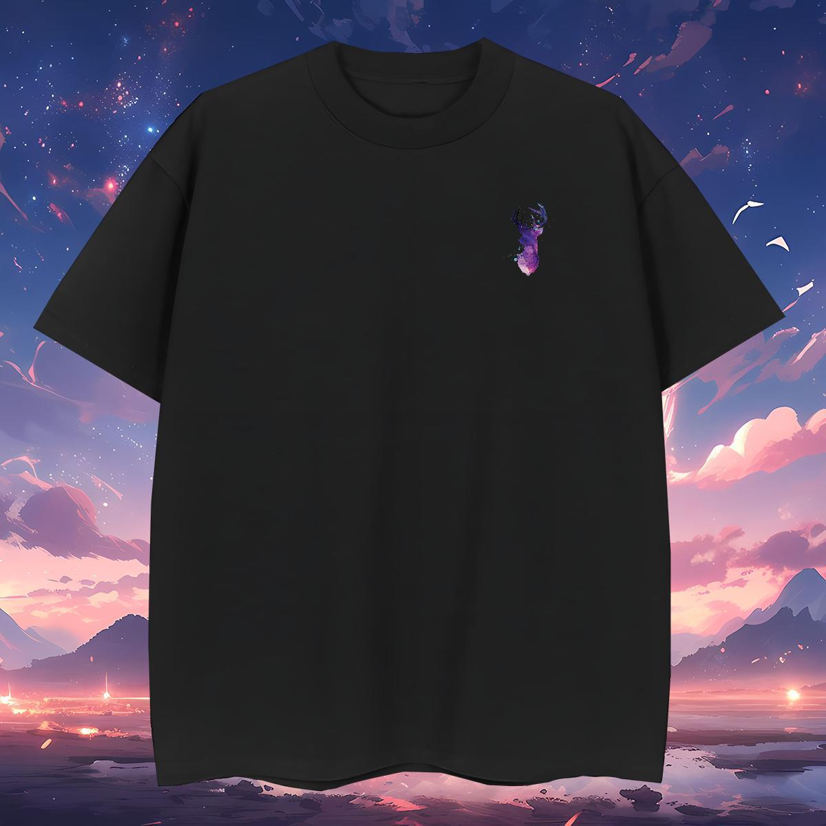Unisex Deer T Shirts Men Spring Summer Tshirts 230g Cotton 2024 Summer Round Neck Short Sleeve Black Oversized Tops