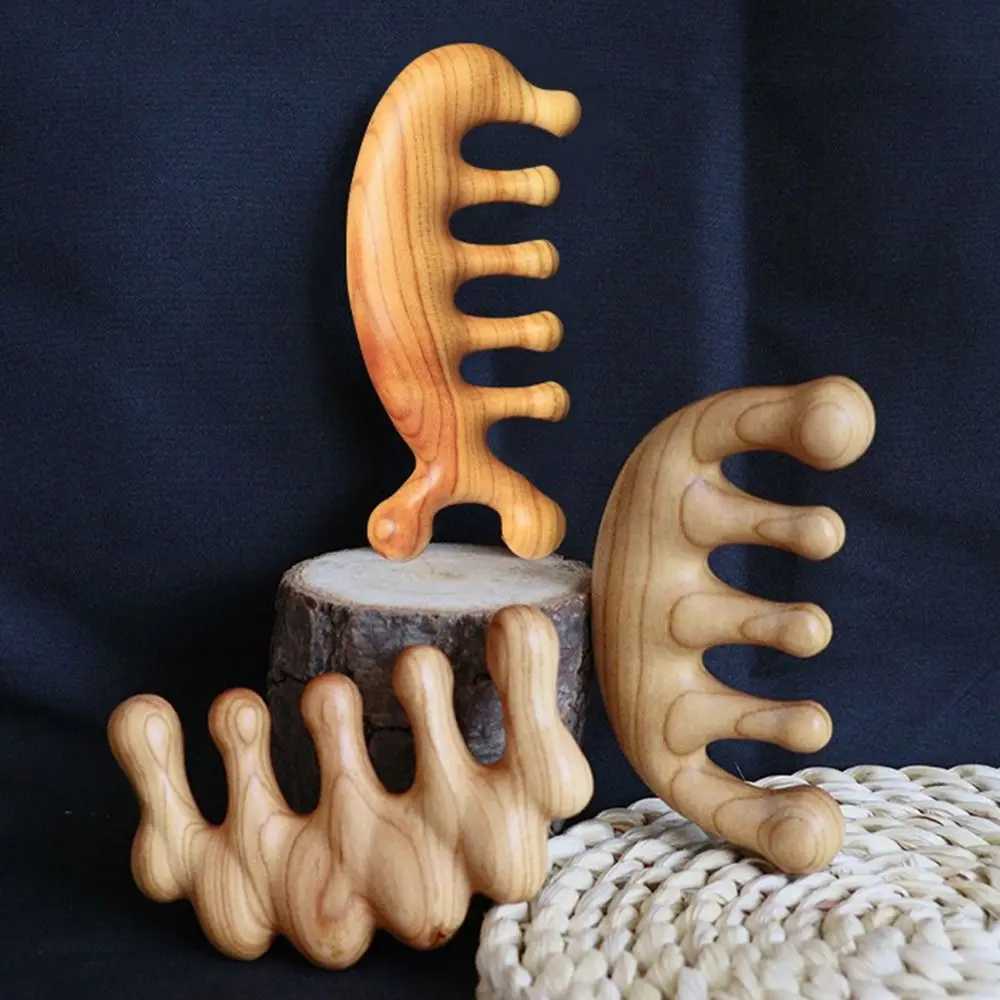 Blood circulation massage comb anti-static peach blossom wood relaxation head massage scalp salon supplies brush styling tools W240813