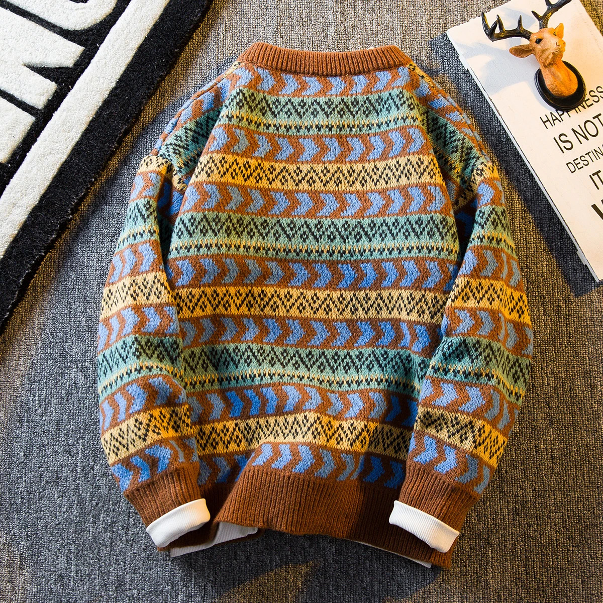 Knit Sweaters For Men Pullovers Mens Autumn Warm Clothing Oversize Y2k Vintage Sweater Winter Cotton Warm Man Clothes 240821