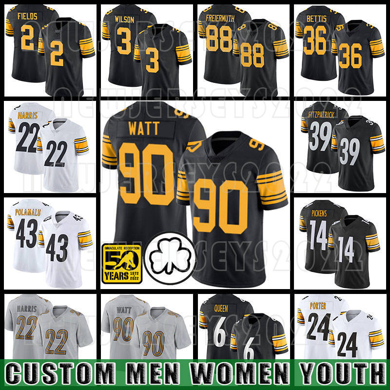 T.J. Watt Football Jerseys Najee Harris Justin Fields George Pickens Joey Porter Jr Patrick Queen Troy Polamalu Minkah Fitzpatrick Pat Freiermuth Jerome Bettis Allen