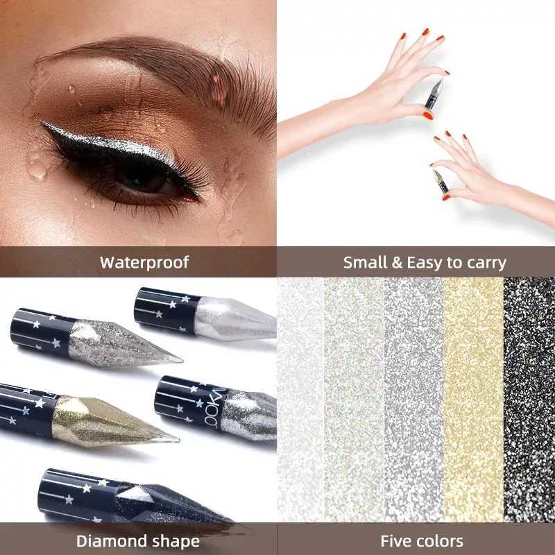 Professional High Quality Waterproof Long-Lasting Eyeliner High Gloss Liquid Diamond Starlight Amplification Double Silky Makeup Y240813