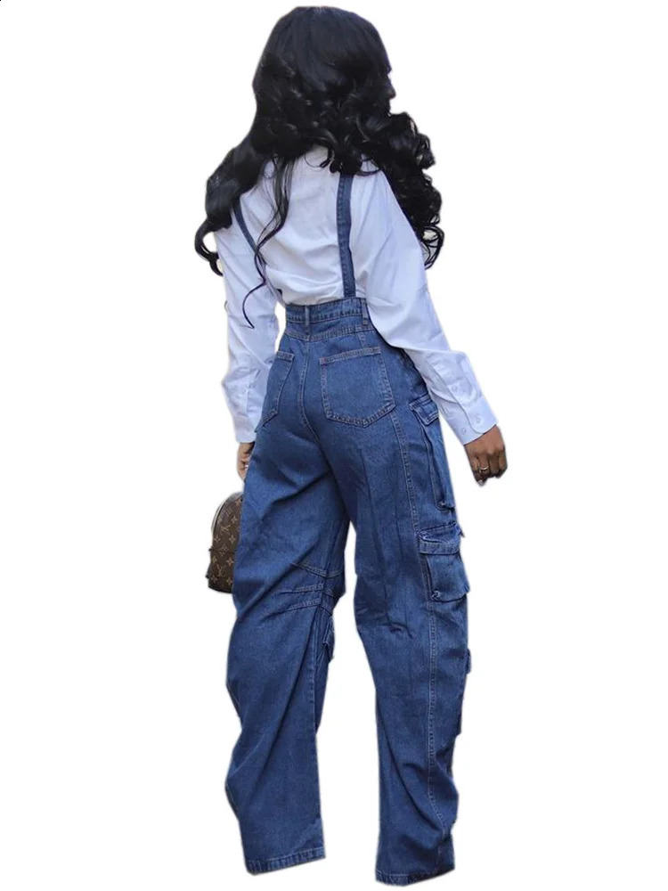 Wmstar Women Jumpsuit Fashion Rompers Streetwear Sleeveless Denim Vintage Loose Jeans Overalls Pockets Wide Leg Female Pants 240813