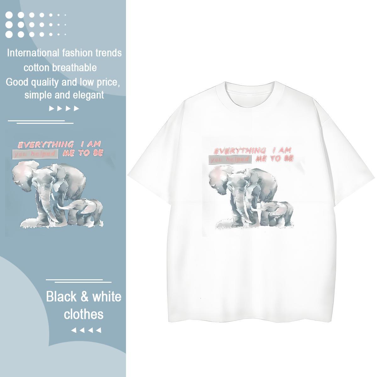 Brand T shirt Elephant Breathable Soft Casual Beach Graphic 230g 100% Cotton Couples T Shirts Stylist Tees