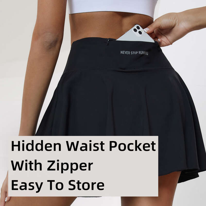 Waist High Short Skirts Nylon Elasticity Gymwear Workout Running Activewear Yoga Hip Lifting Fake Two Skirt + Shorts s