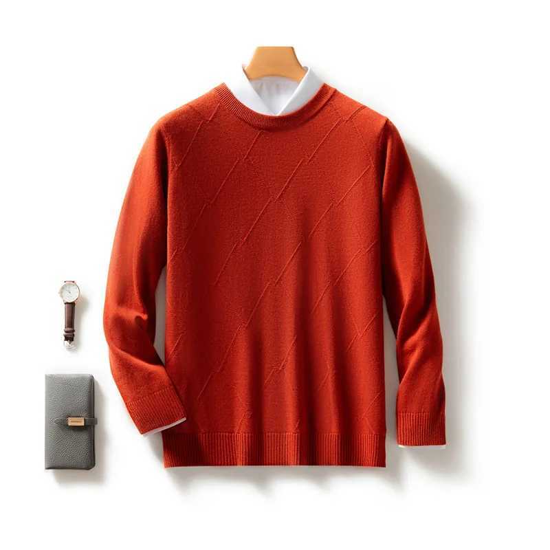 Mens O-neck thin loose young shaped sweater long sLeeved plus size wool sweater jacket S-3XL for autumn and winter 2024W240729