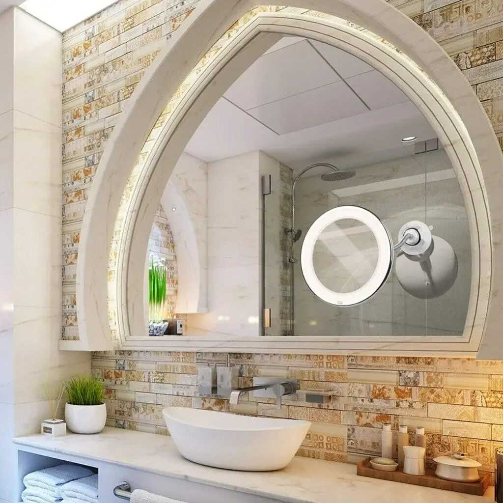10x magnifying makeup mirror LED with light suction cup wall mounted long metal hose circular 360 degree rotating bathroom mirror W240813